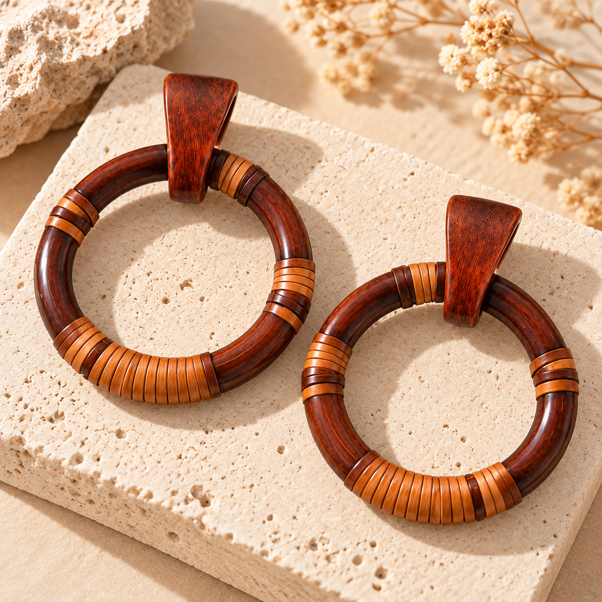 Boucles d’Oreilles en Bois naturel