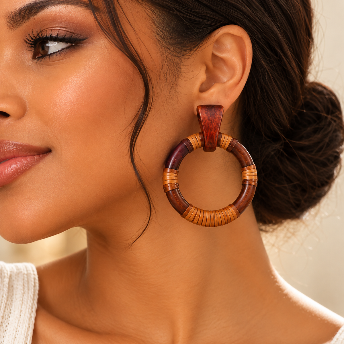 Boucles d’Oreilles en Bois naturel