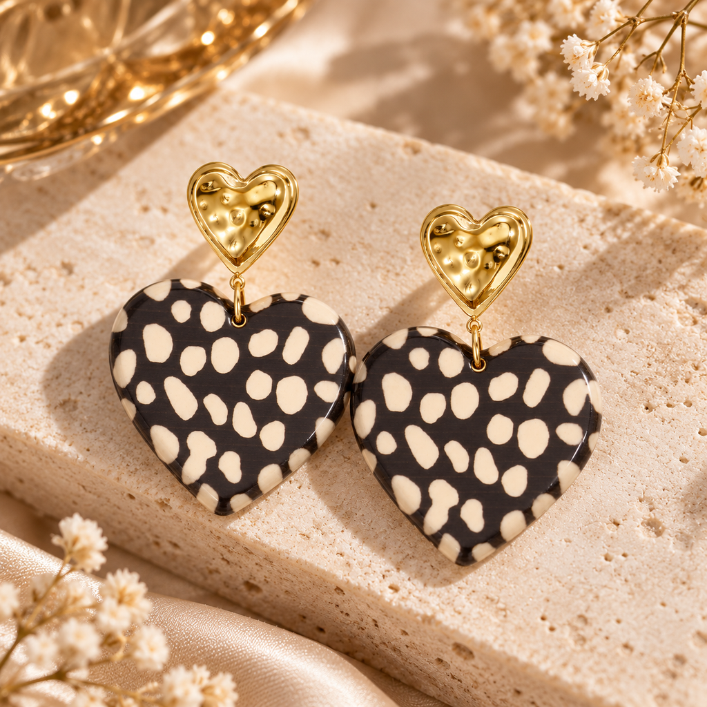 Boucles d’oreilles cœur imprimé