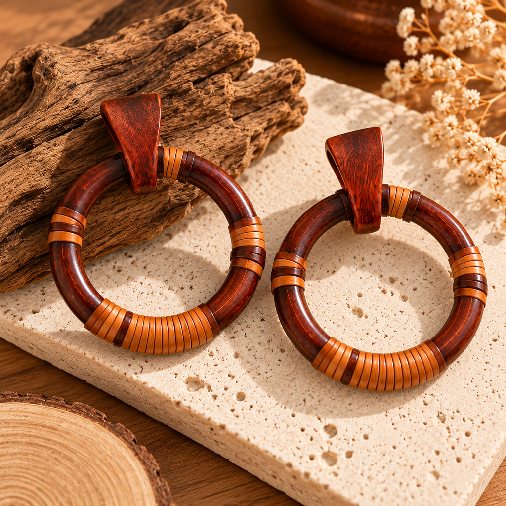 Boucles d’Oreilles en Bois naturel