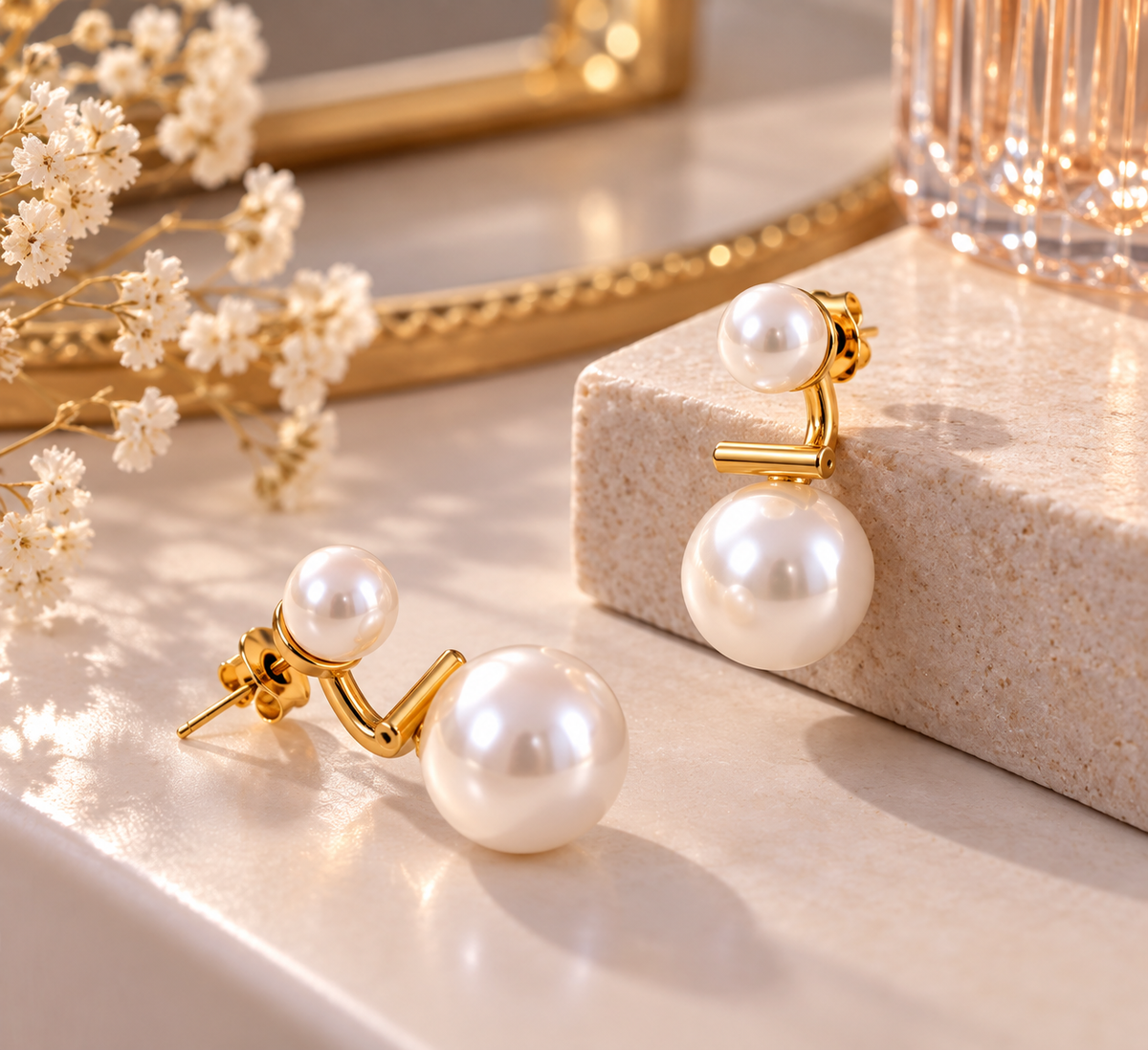 Boucles d’Oreilles Perles - Dorées