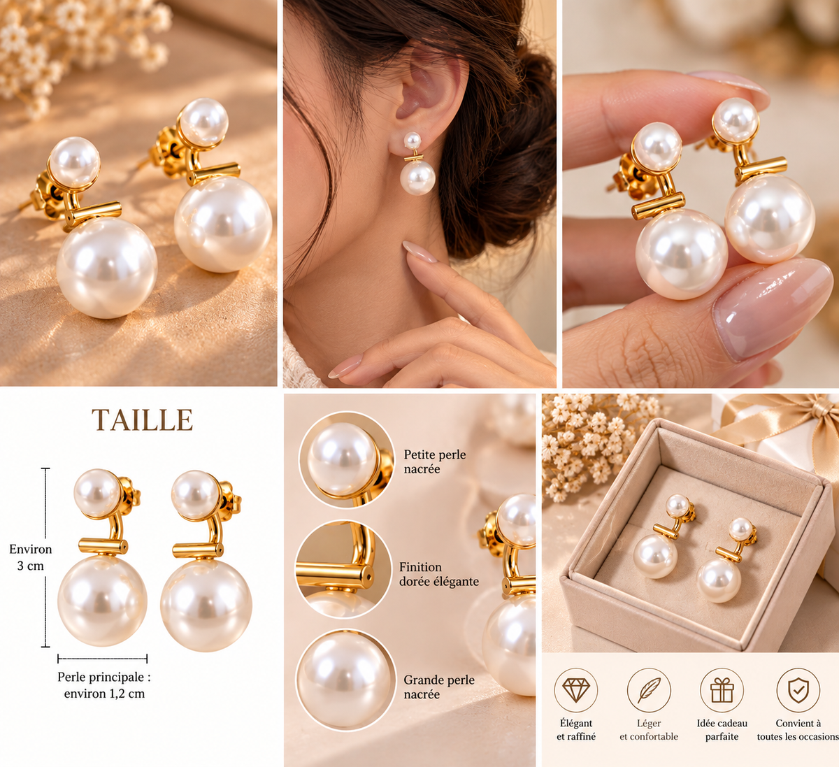 Boucles d’Oreilles Perles - Dorées